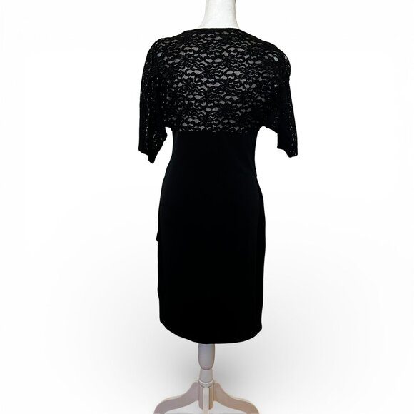 Little Black Dress LBD Size 8 Plunging Neckline Romantic Flattering Wedding - Picture 3 of 14